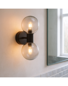 Moderne Wandleuchte Badezimmer Schwarz, Amer, IP44