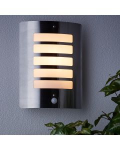 Metall Außen Wandleuchte mit Bewegungsmelder Chrom, Alea, IP44