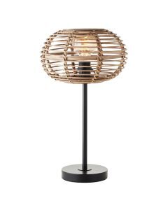 Rattan Tischleuchte Braun, Sevim, mit Schalter
