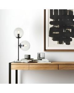 Design Tischleuchte Transparent, Rhys, mit Schalter