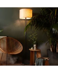 Holz Stehlampe Beige, Enna, mit Schalter