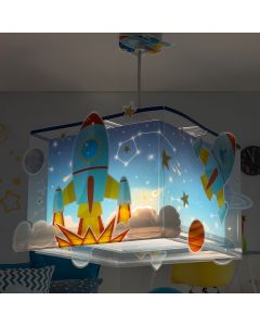 Blaue Kinderzimmer Pendelleuchte Kunststoff, Rocket
