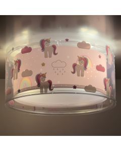 Rosa Kinderzimmer Deckenleuchte Kunststoff, Unicorn