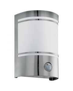 Silberne moderne Außen Wandleuchte mit Bewegungsmelder Glas, Aartje, IP44