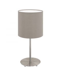 Taupe moderne Tischleuchte Stoff, Abano, mit Schalter