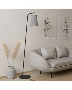Graue Stehlampe Stoff, Allan, mit Schalter
