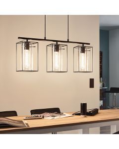 Schwarze industrielle Pendelleuchte Glas, Aprica
