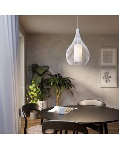 Weiße industrielle Pendelleuchte Glas, Maritima