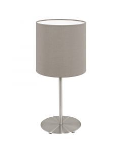 Taupe moderne Tischleuchte Stoff, Abano, mit Schalter