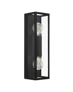Schwarze moderne Wandleuchte Badezimmer Glas, Amadou, IP44