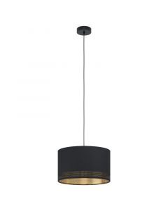 Schwarze moderne Pendelleuchte Stoff, Niko