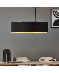 Schwarze moderne Pendelleuchte Stoff, Kelsey