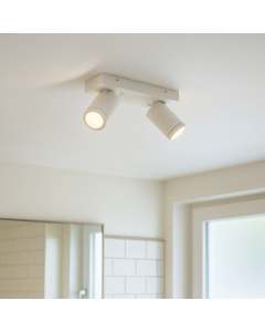 Weiße Badezimmer Deckenstrahler Kenan, 2L, modern, IP44