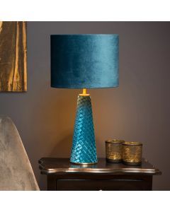 Blaue Tischleuchte Retro, Extravaganza Velvet, mit Schalter