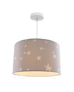Graue Kinder Pendelleuchte Stars, Stoff