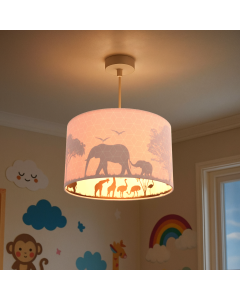 Pink Kinder Pendelleuchte Safari, Stoff