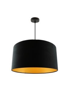 Pendelleuchte Urvin, Schwarz/gold Velours, 50 cm
