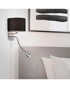 Nickel Wandleuchte Metall, Ledbury, mit Schalter