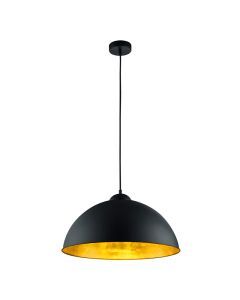 Schwarze Pendelleuchte Halbkugel Industrial, Katja