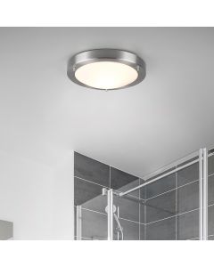 Nickel Badezimmer Deckenleuchte Glas, Hadleigh, IP44