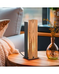 Holz Tischleuchte Landhaus, Karijn, mit Schalter
