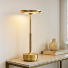 Moderne aufladbare Tischlampe Gold, Arvind, 3W, warm- bis kaltweiß einstellbare LED, mit Schalter