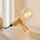 Metall Tischleuchte Gold, Gidon, mit Schalter