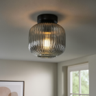 Graue Deckenleuchte Charlois, Glas, retro