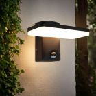 Moderne Außen Wandleuchte mit Bewegungsmelder Schwarz, Loris, 12W, 2700K LED, IP44