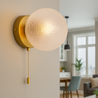 Retro Wandleuchte Transparent, Johnson, mit Zugschalter