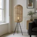 Rattan Stehlampe Braun, Pinar, mit Schalter