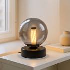 Moderne aufladbare Tischlampe Schwarz, Theo, 2W, 3000K LED, IP44, 3-stufig dimmbar