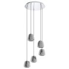 Chrom Pendelleuchte Rauchglas, Gauke