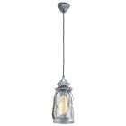 Silberne vintage Pendelleuchte Glas, Abetone