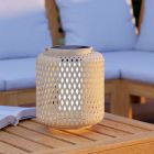 Braune Solar Außen Tischlampe Holz, Hanin, 3,3W, 4000K LED, IP44, mit Schalter