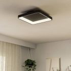 Schwarze moderne Deckenleuchte Kunststoff, Shauni, 12W, warm- bis kaltweiß einstellbare LED, mit Fernbedienung