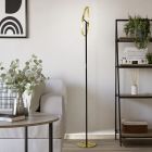 Messing design Stehlampe Kunststoff, Corwin, 8,8W, 3000K LED, mit Touch-Dimmer