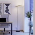 Messing design Stehlampe Kunststoff, Corwin, 16W, warm- bis kaltweiß einstellbare LED, mit Touch-Dimmer