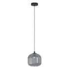 Schwarze retro Pendelleuchte Glas, Elvera