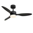 Schwarze moderne Deckenventilator Metall, Herre, 20W, warm- bis kaltweiß einstellbare LED, mit Fernbedienung