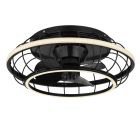 Schwarze industrielle Deckenventilator Metall, Jorne, 30W, warm- bis kaltweiß einstellbare LED, mit Fernbedienung