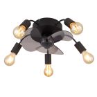 Schwarze moderne Deckenventilator Metall, Kiet, mit Fernbedienung