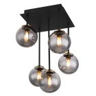 Schwarze Deckenleuchte Rauchglas, Ouahiba