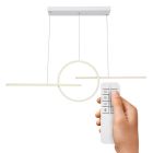 Weiße design Pendelleuchte Metall, Wieger, 50W, warm- bis kaltweiß einstellbare LED, mit Fernbedienung