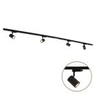 2M schwarzes 1 phase Schienenbeleuchtung System + 4 Elena Strahler