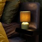 Grüne Tischleuchte Vintage, Woolly, mit Schalter