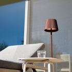 Rostfarbene Außen Tischleuchte Landhaus, Justine, 2W, 2700K LED, IP54, mit Touch-Dimmer