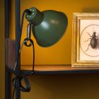 Grüne Klemmleuchte Retro, Moys, mit Schalter