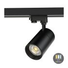 Schwarzer 3-Phasen-LED-Schienenstrahler Rozina, 20W, weißer Schalter, dimmbar, Pro