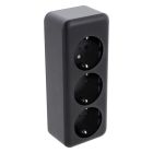 Q-Link oberflächenmontierte Steckdose 3-fach, mit Kinderschutz und Erdungskontakt, schwarz